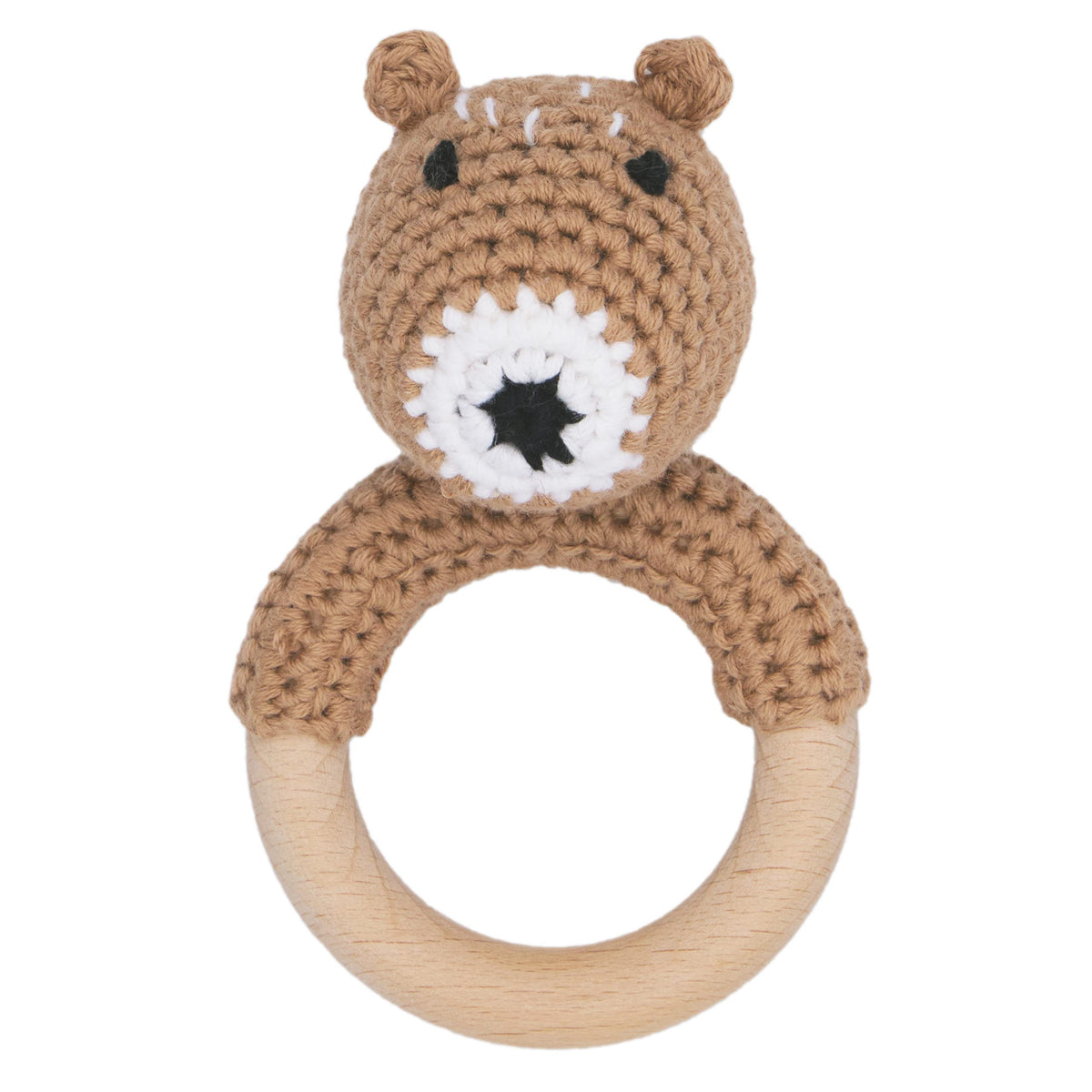 Joliecraft Woodland Friends bear rattle for infant sensory play