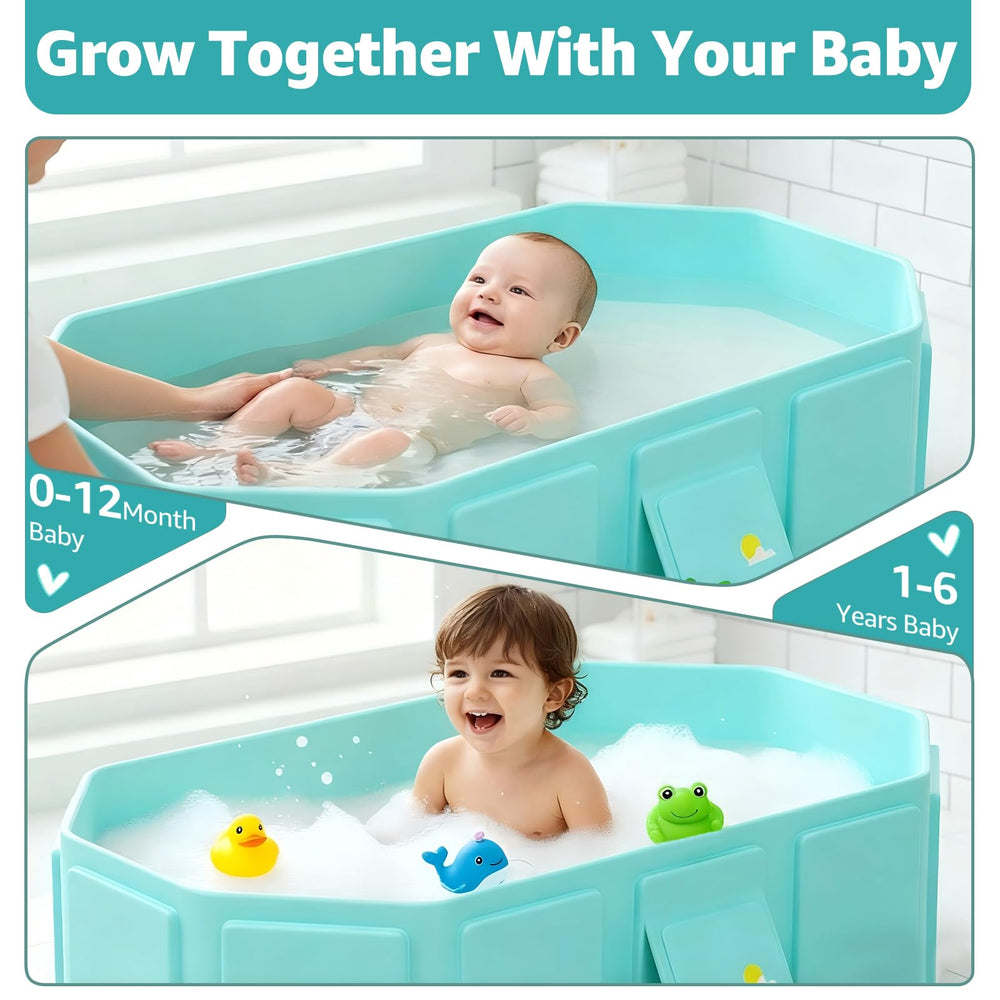 Jollcma collapsible baby bathtub green color for family use