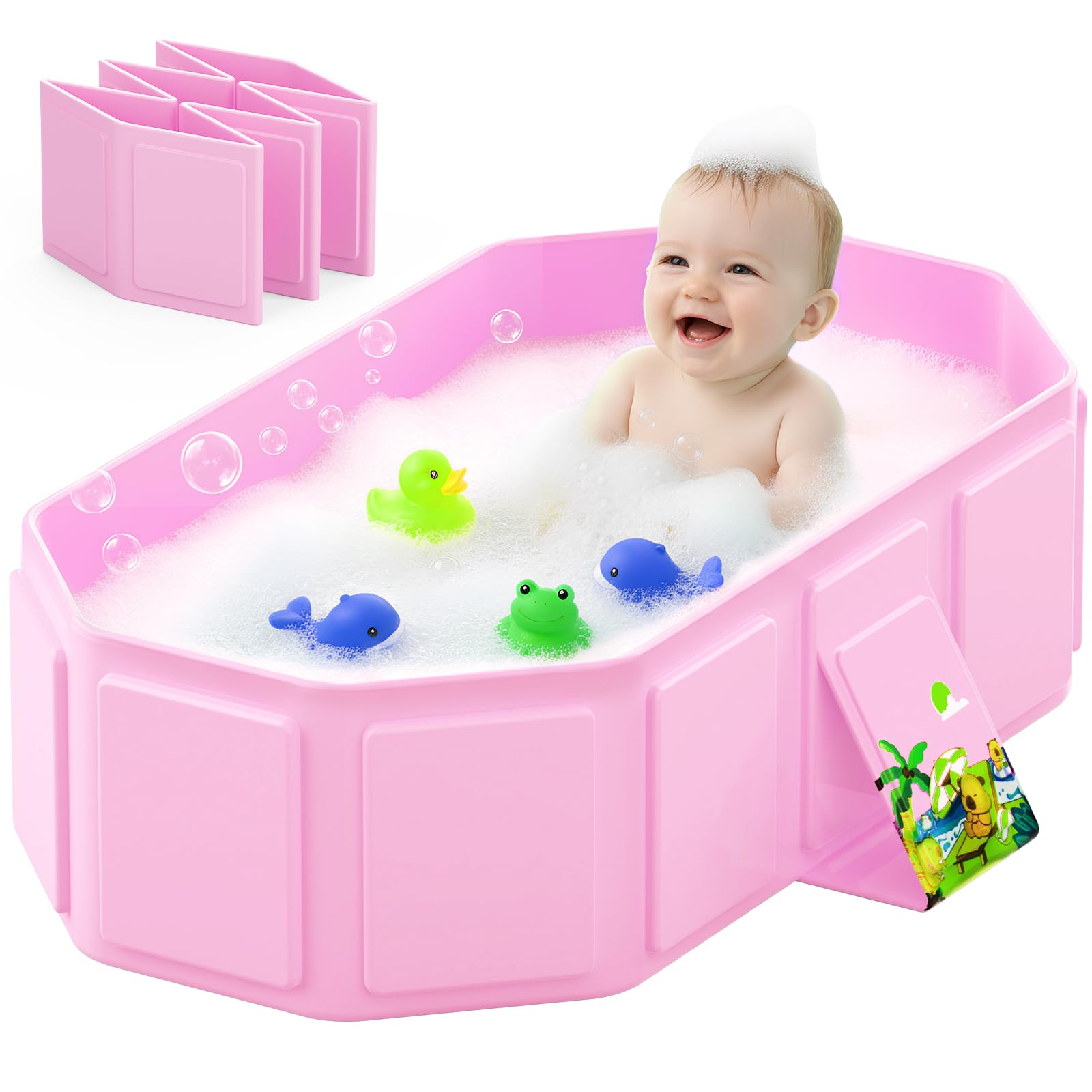 Jollcma collapsible baby bathtub opened to full size for growing children