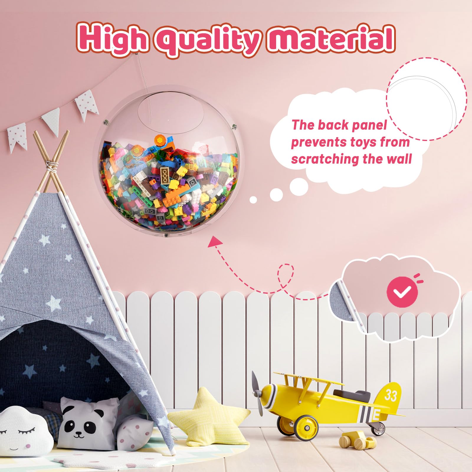 JolliKids wall-mount storage for compact playroom setups.