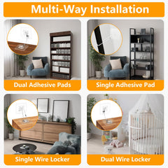 Jolliq anti-tip strap adheres quickly for tool-free installation.