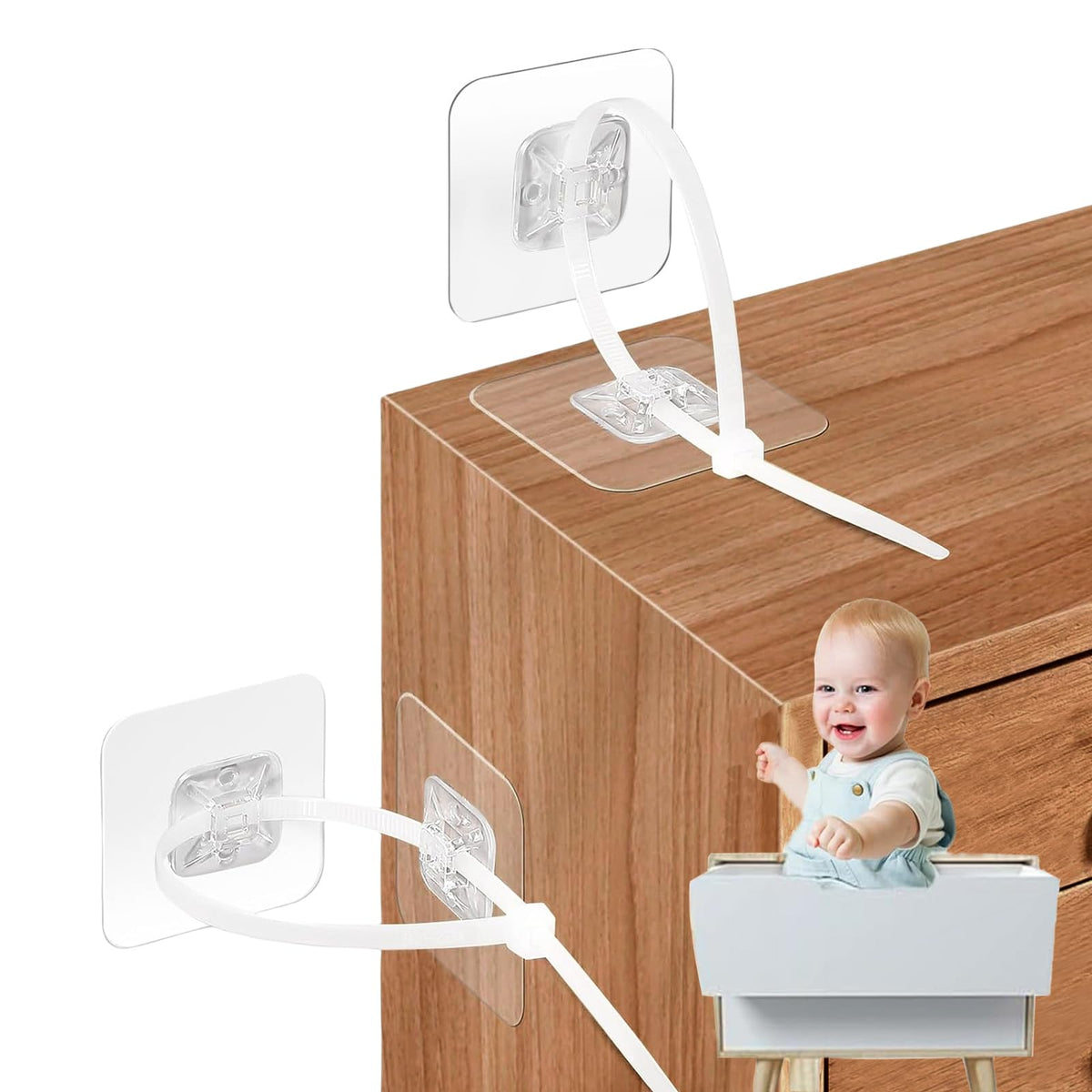 Jolliq no-drill anchors adhesive pack applied on smooth surface for safe furniture anchoring