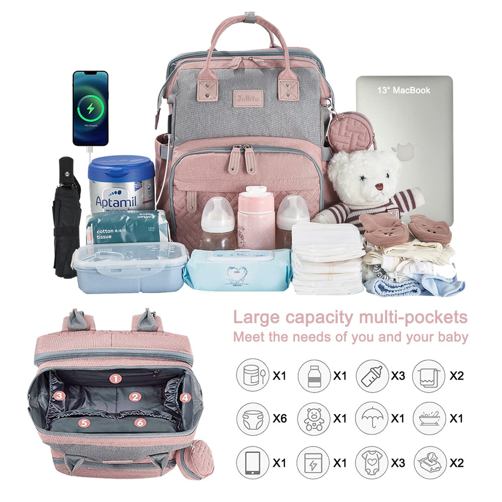 JOLLITO diaper bag large capacity with 19 pockets keeps essentials organized.