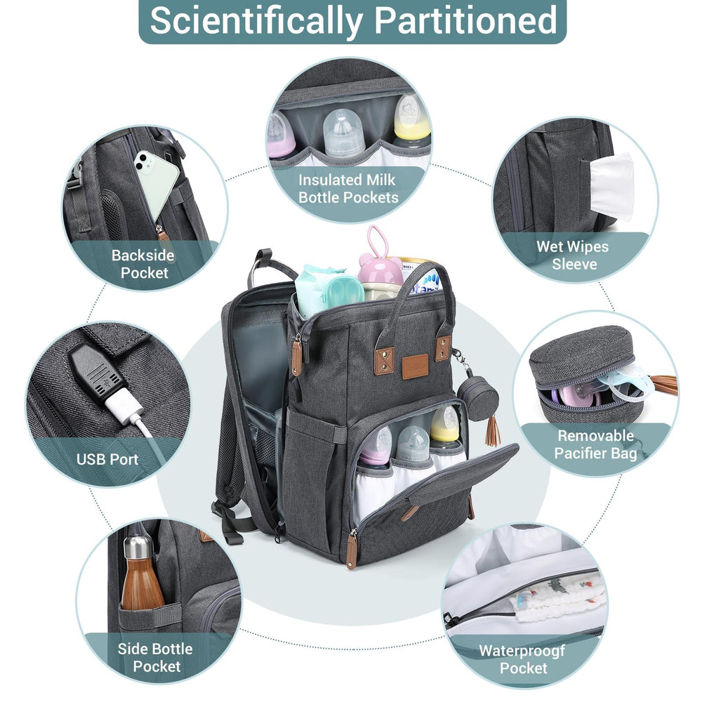 JOLLITO bag features travel straps for easy transport on strollers or luggage.