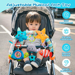 Jollybaby Starfish clip-on arch toy on stroller for on-the-go stimulation