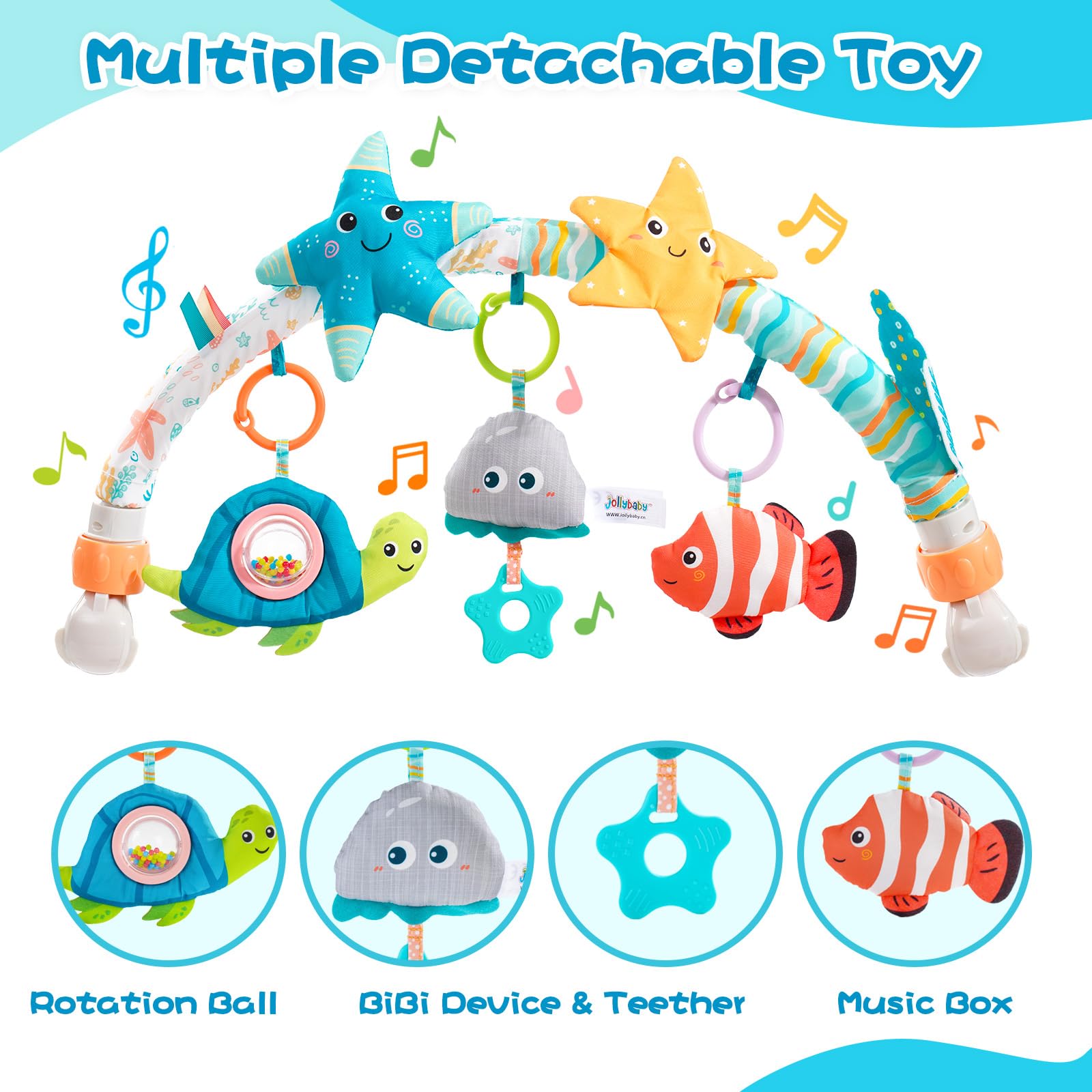 Jollybaby Starfish crib mobile music box for bedtime calm