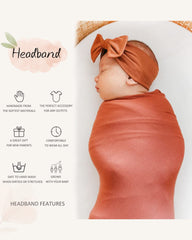 jollybows bow headband on a newborn, comfortable all-day wear