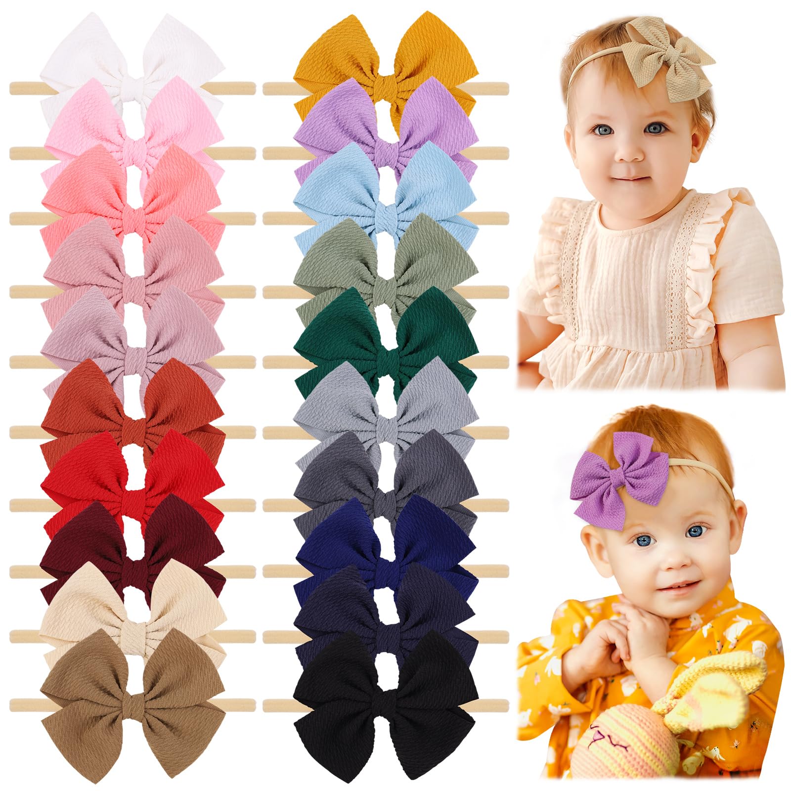 Jollybows 20-color baby headbands and bows for versatile daily styling.