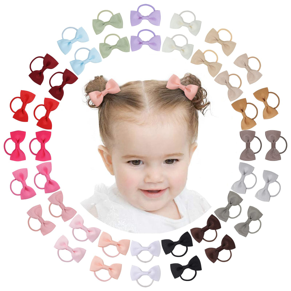 Jollybows 2-inch dark-set baby bows add color to outfits without pulling hair.