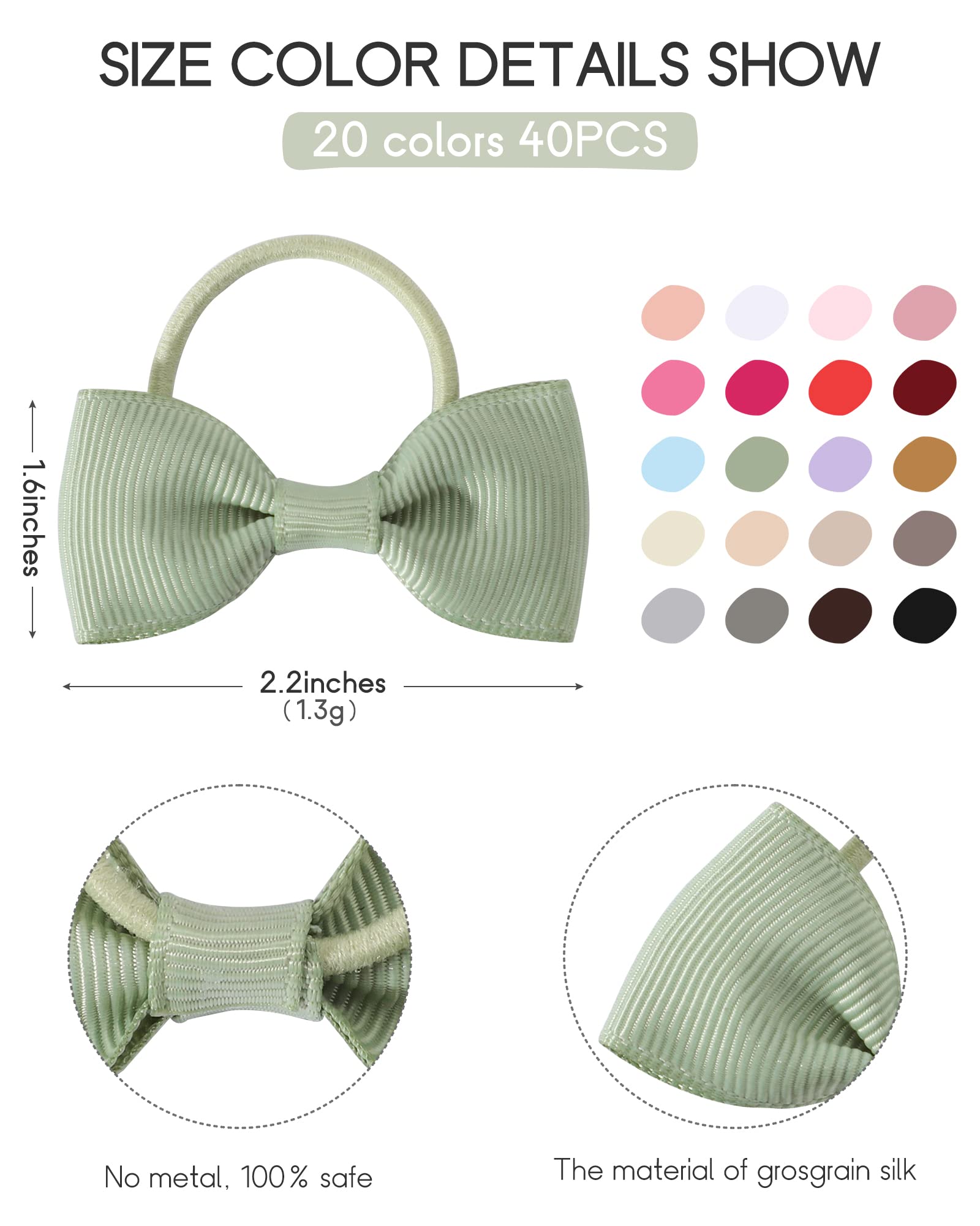 Jollybows dark-set baby bows provide secure elastic ties for gentle hold.