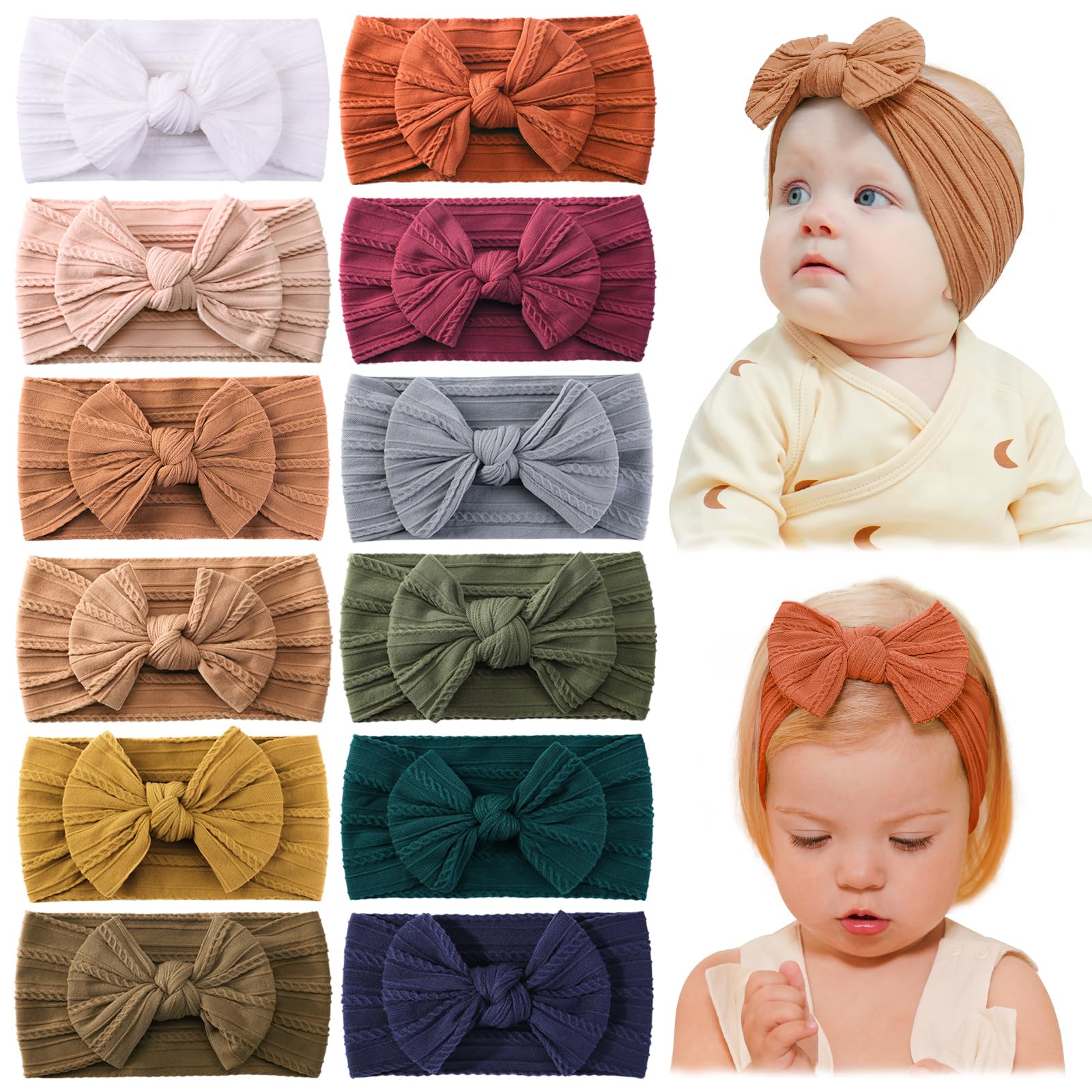 Jollybows baby headband with bow in 12 colors for versatile outfits.