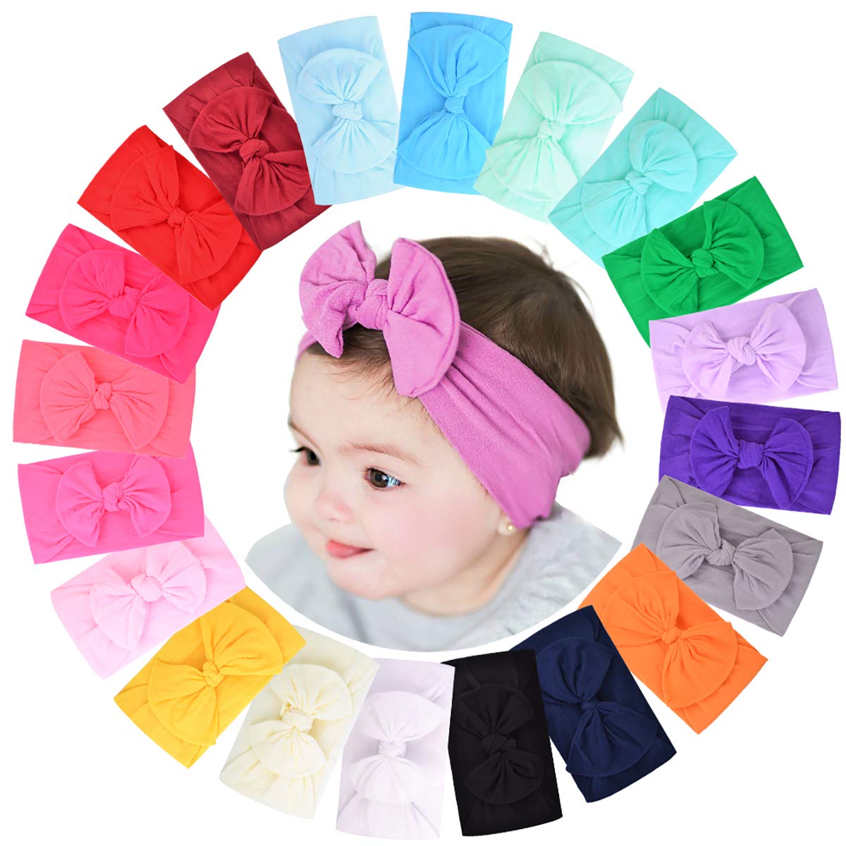 Jollybows nylon headbands offer soft stretch for comfortable wear.