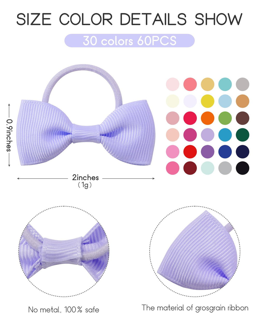 Closeup of ribbon detail on Jollybows bows showing soft, durable fabric.