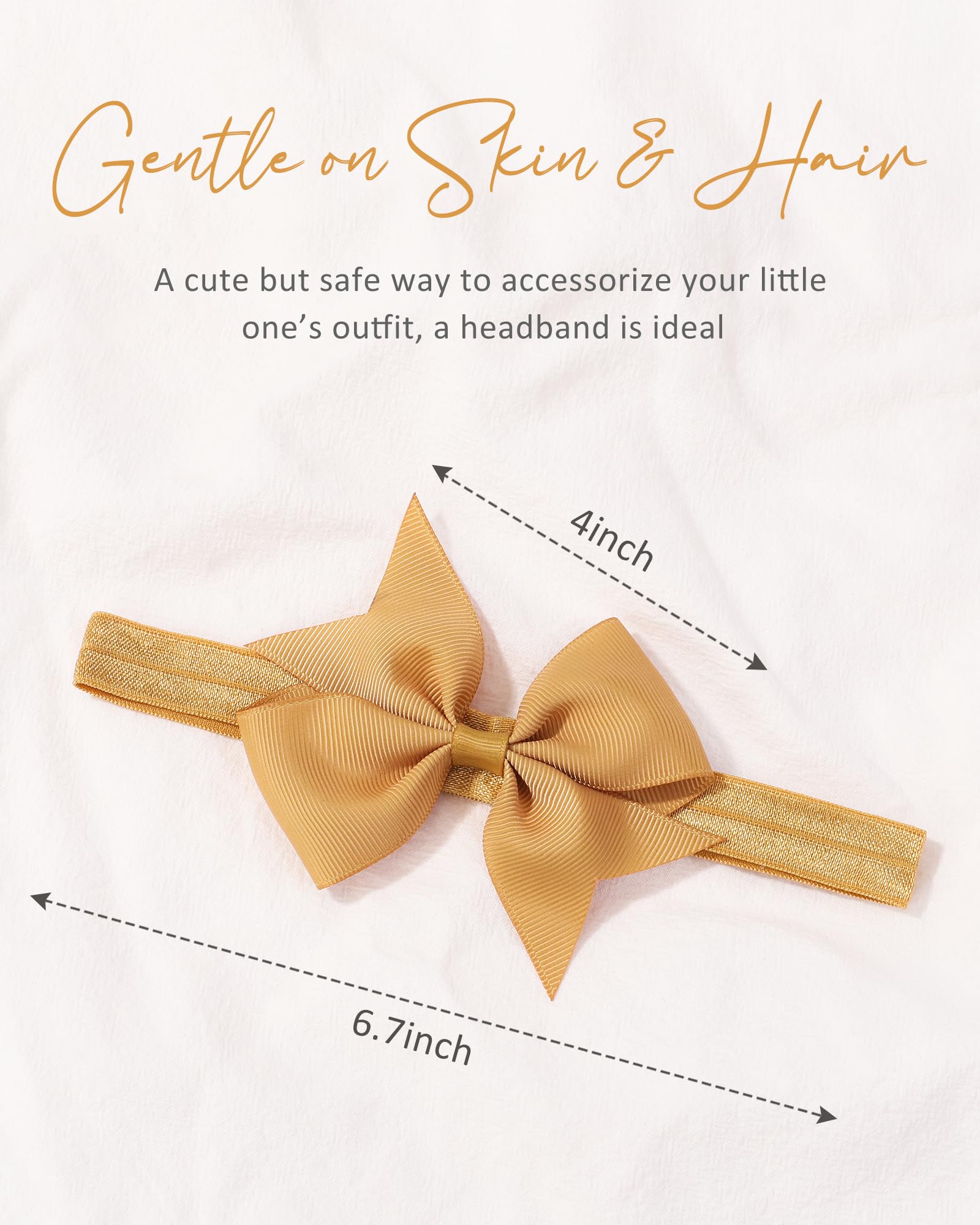 Jollybows elastic headband closeup, soft and comfortable for growing babies.