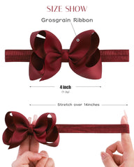 Jollybows hairband red 4in bow close-up ideal for festive outfits.
