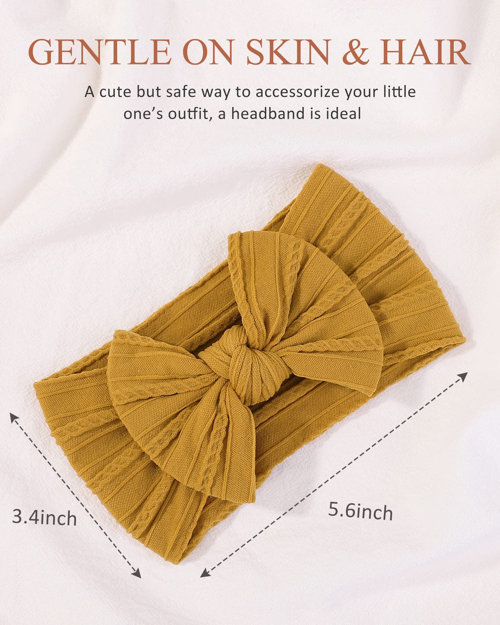 Jollybows nylon headband with soft elastic for gentle comfort.