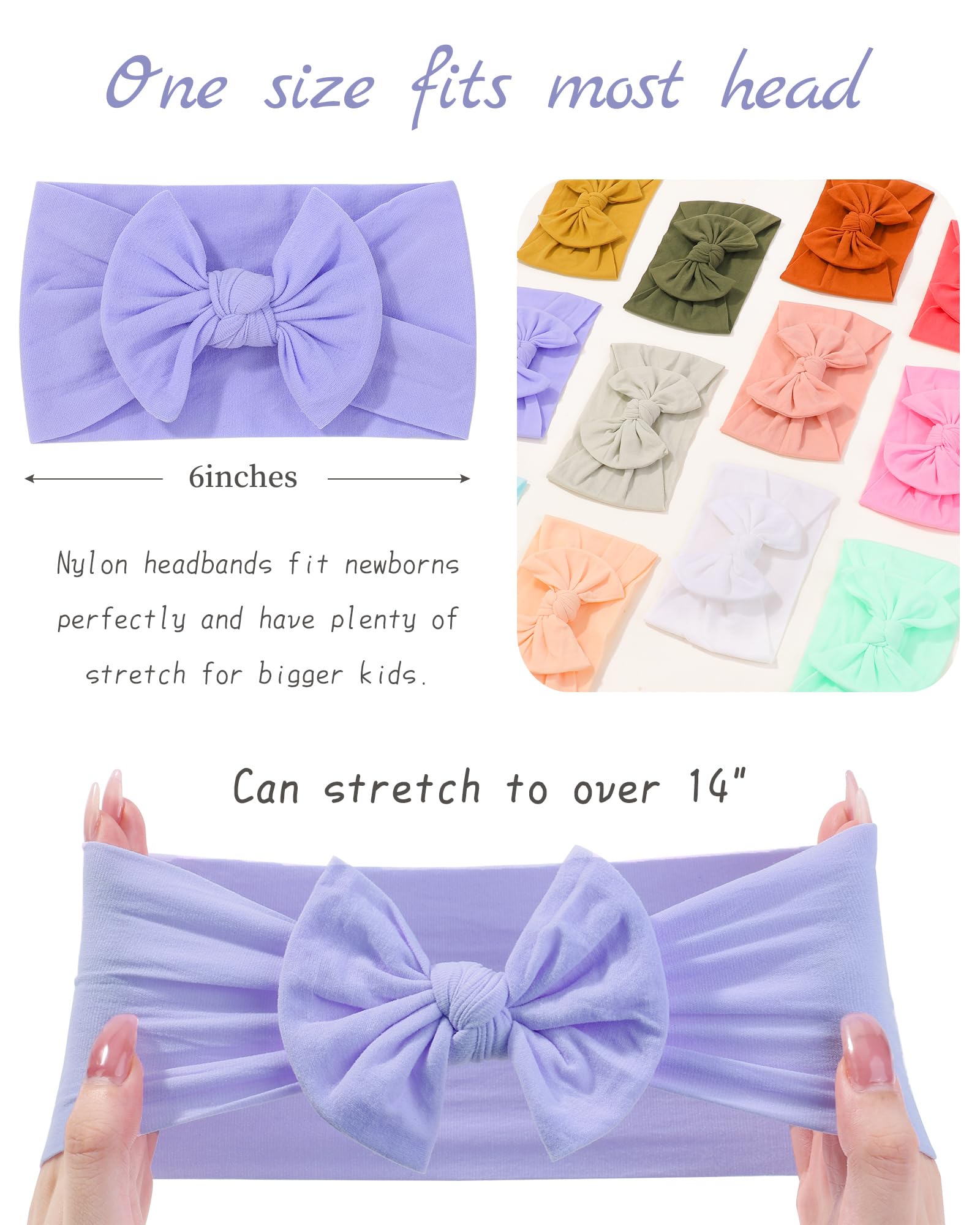 Jollybows turban-style headband in soft nylon for gentle styling.