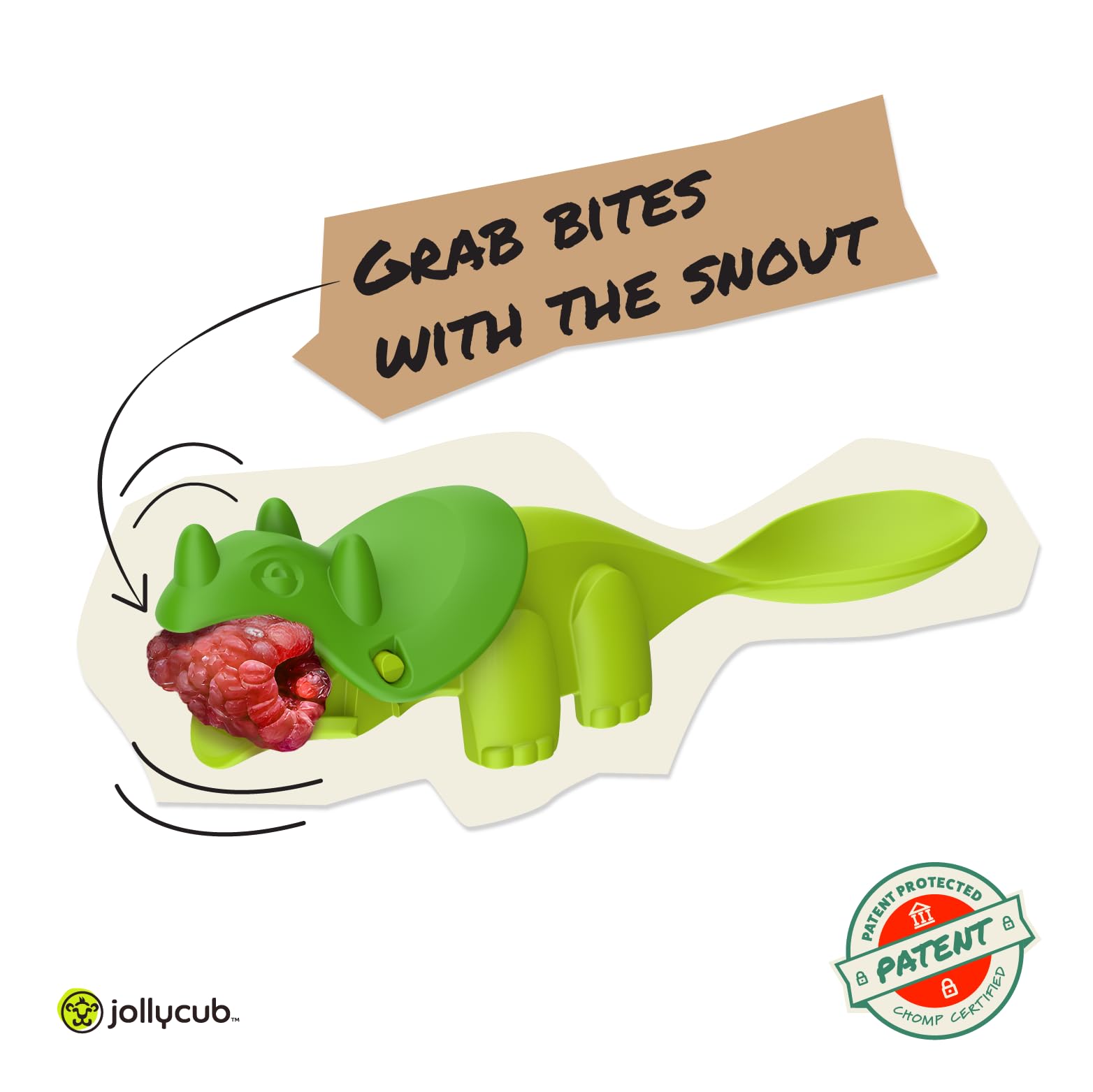 JollyCub dino chomperware snap pea spoon highlights toddler mealtime fun