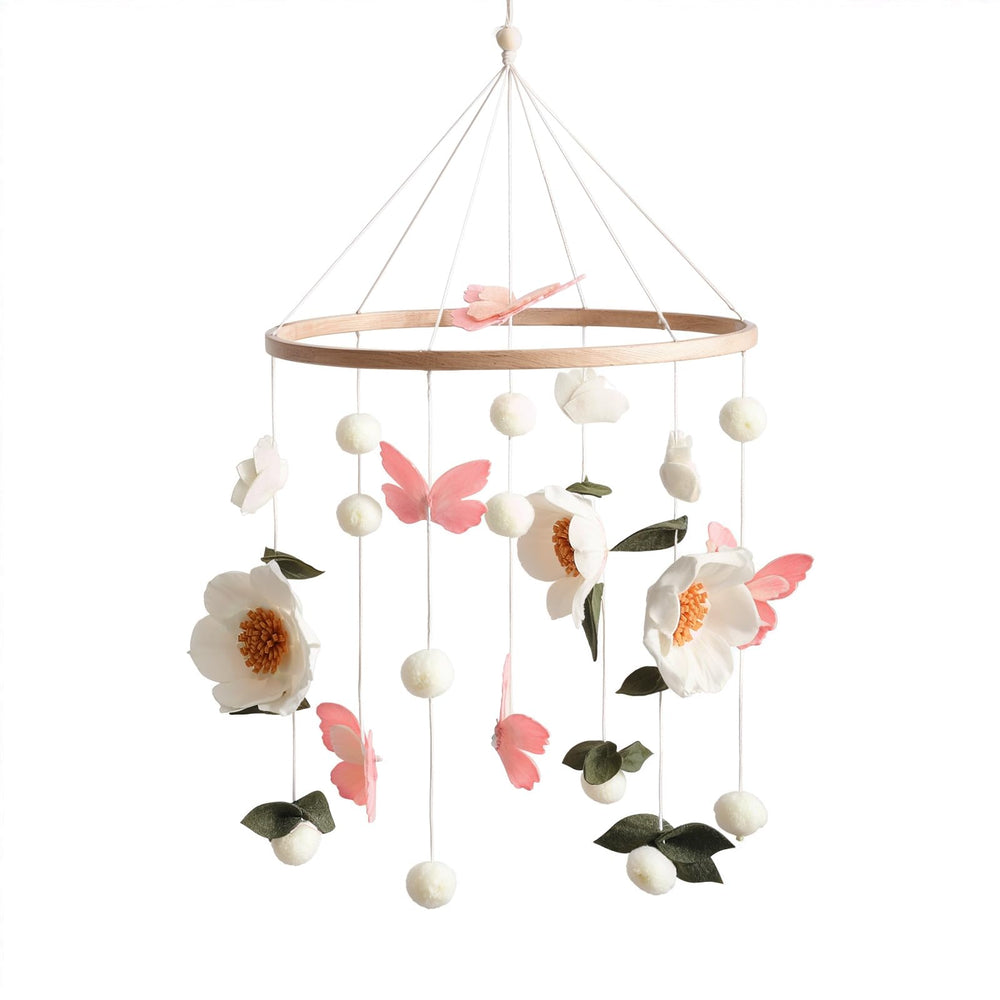 JolyRolyPal baby crib mobile in floral design for soothing, visual engagement.