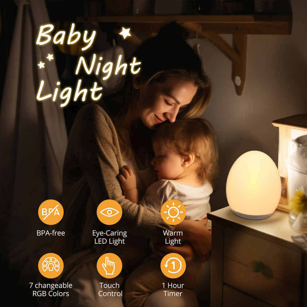 JolyWell night light shows 7 color modes for soothing ambient lighting.