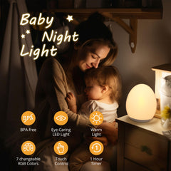 JolyWell night light shows 7 color modes for soothing ambient lighting.