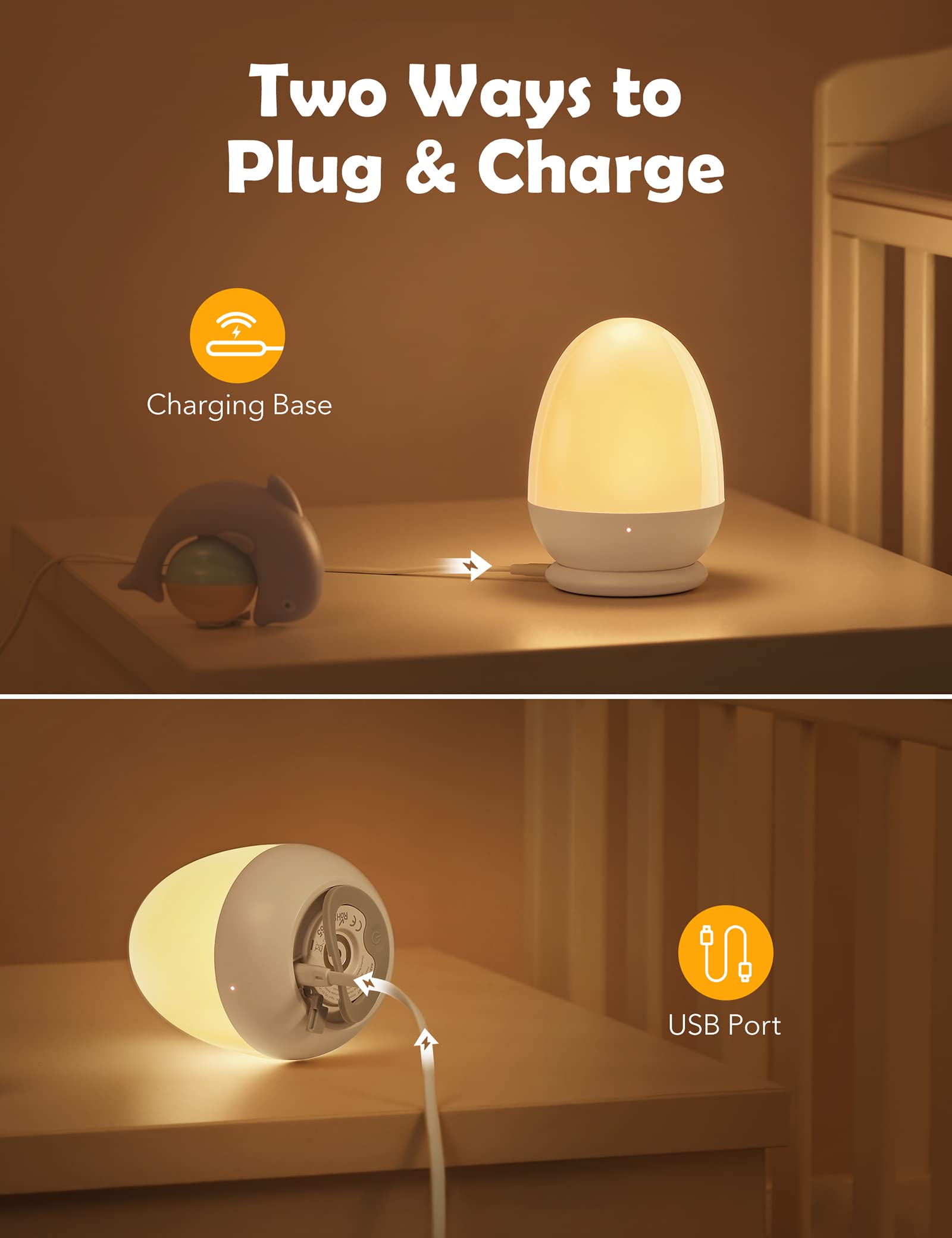 JolyWell baby night light charging base keeps unit steady during charging