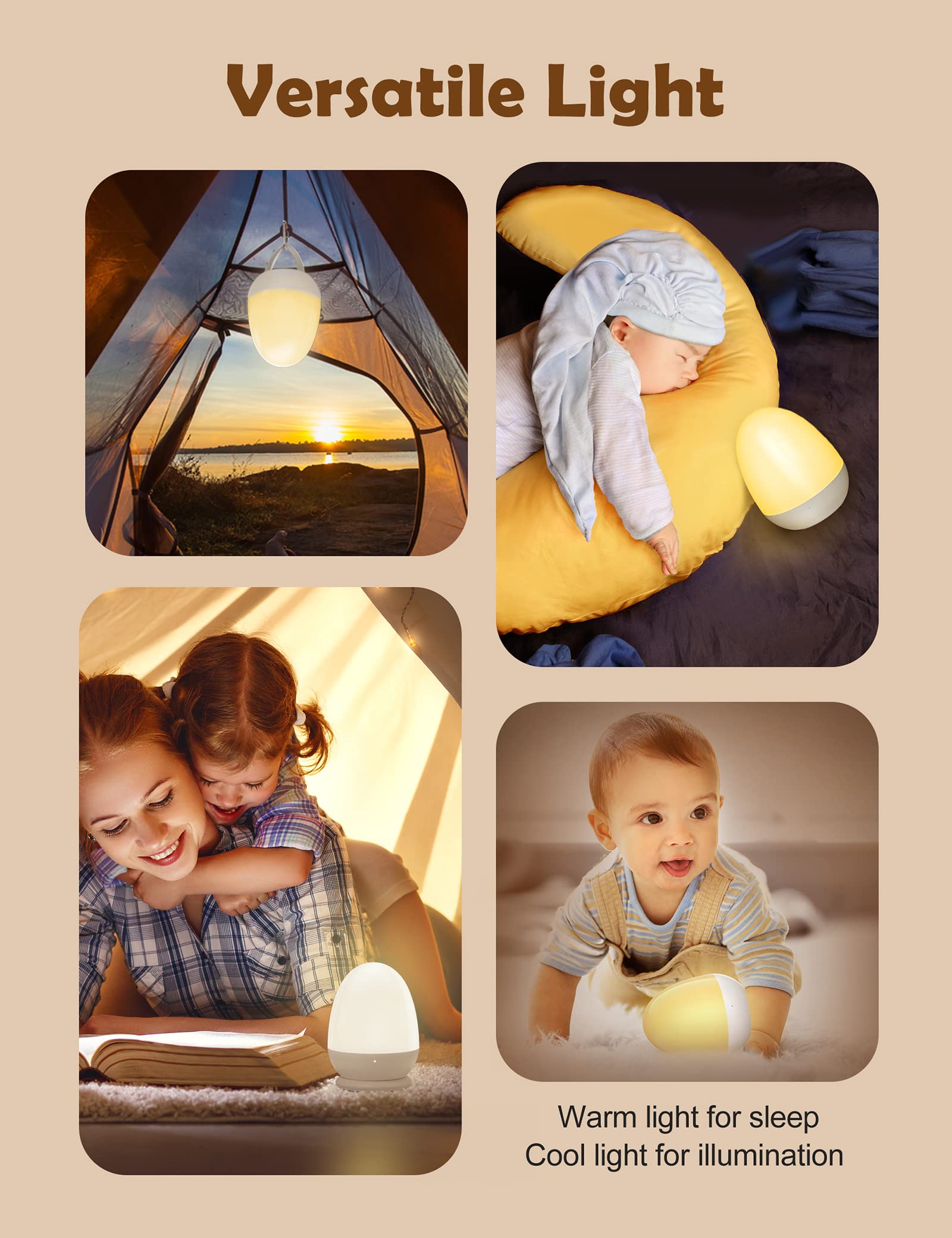 JolyWell baby night light from dimmest to brightest for sleep routines