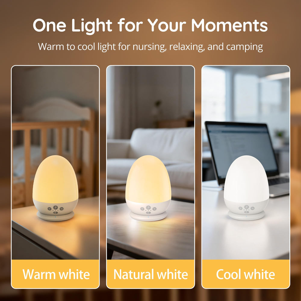 JolyWell egg light serves as a soft reading beacon at bedtime.