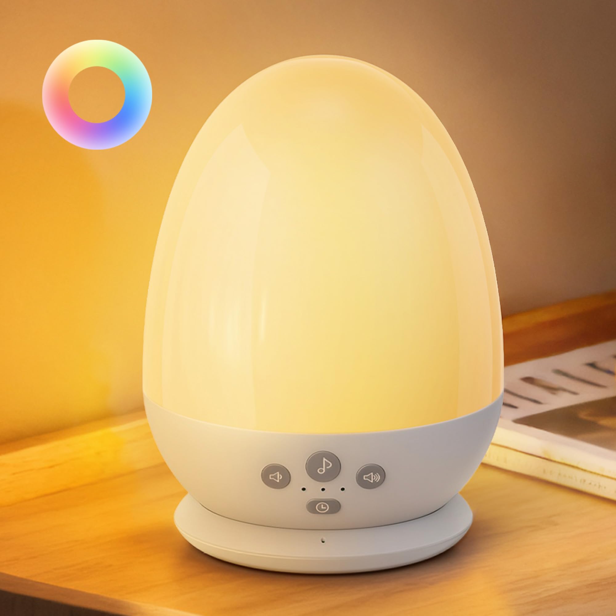 JolyWell RGB egg night light for kids creates colorful ambiance in the nursery.