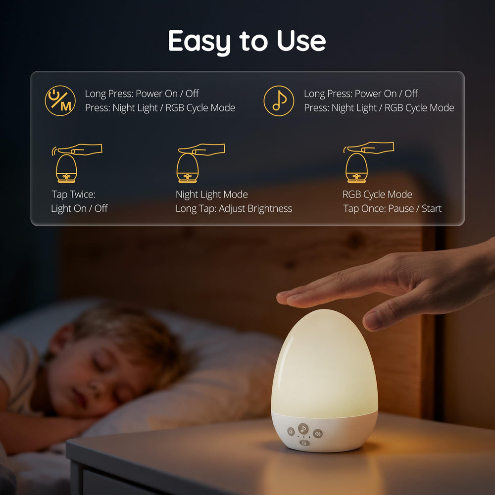 JolyWell night light with built in white noise supports calmer bedtime routines.