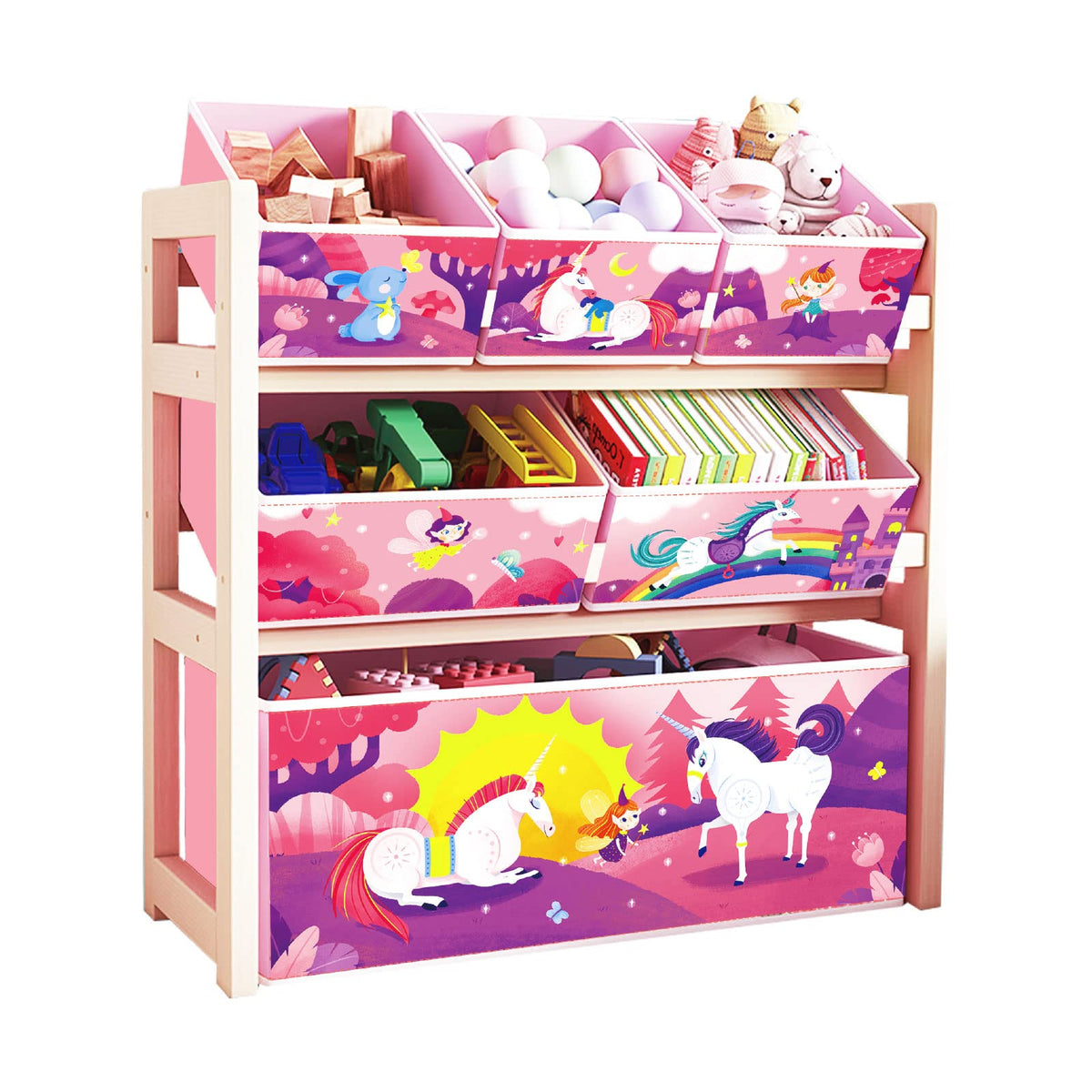 Jomifin kids toy organizer, top view, dinosaur bin keeps toys tidy