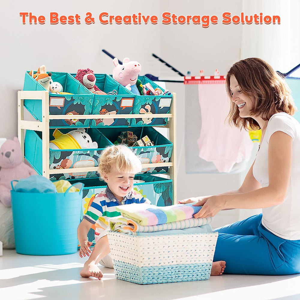 Jomifin dinosaur design helps kids tidy up after playtime.