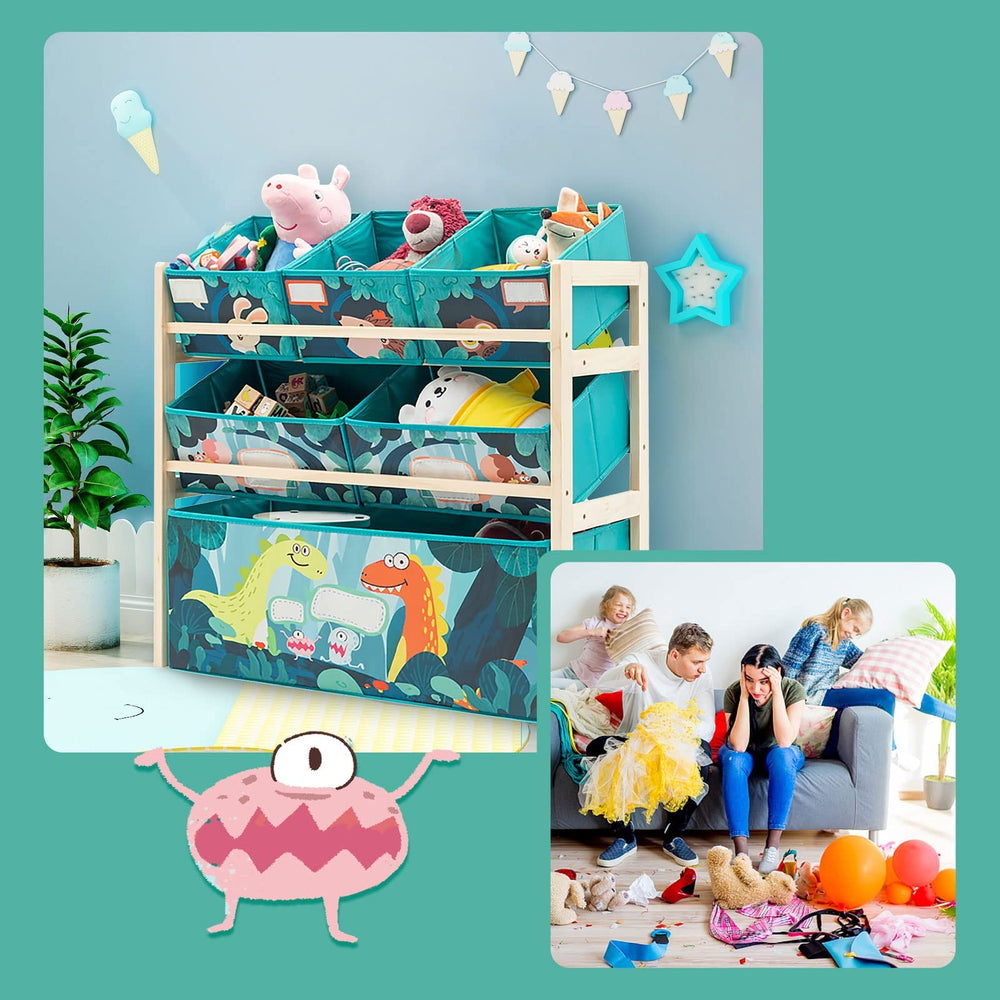 Jomifin wooden frame provides steady support for toys.