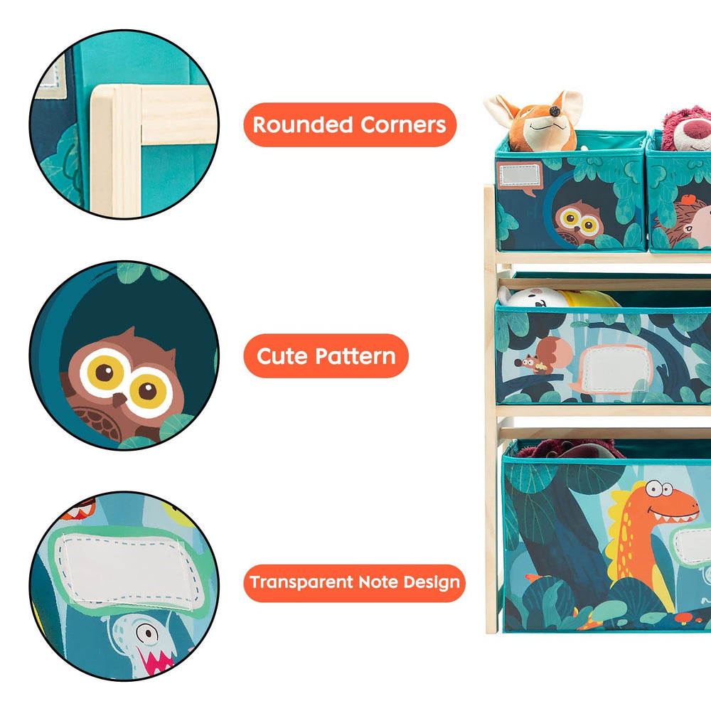 Jomifin green toy organizer ideal for nurseries and playrooms.