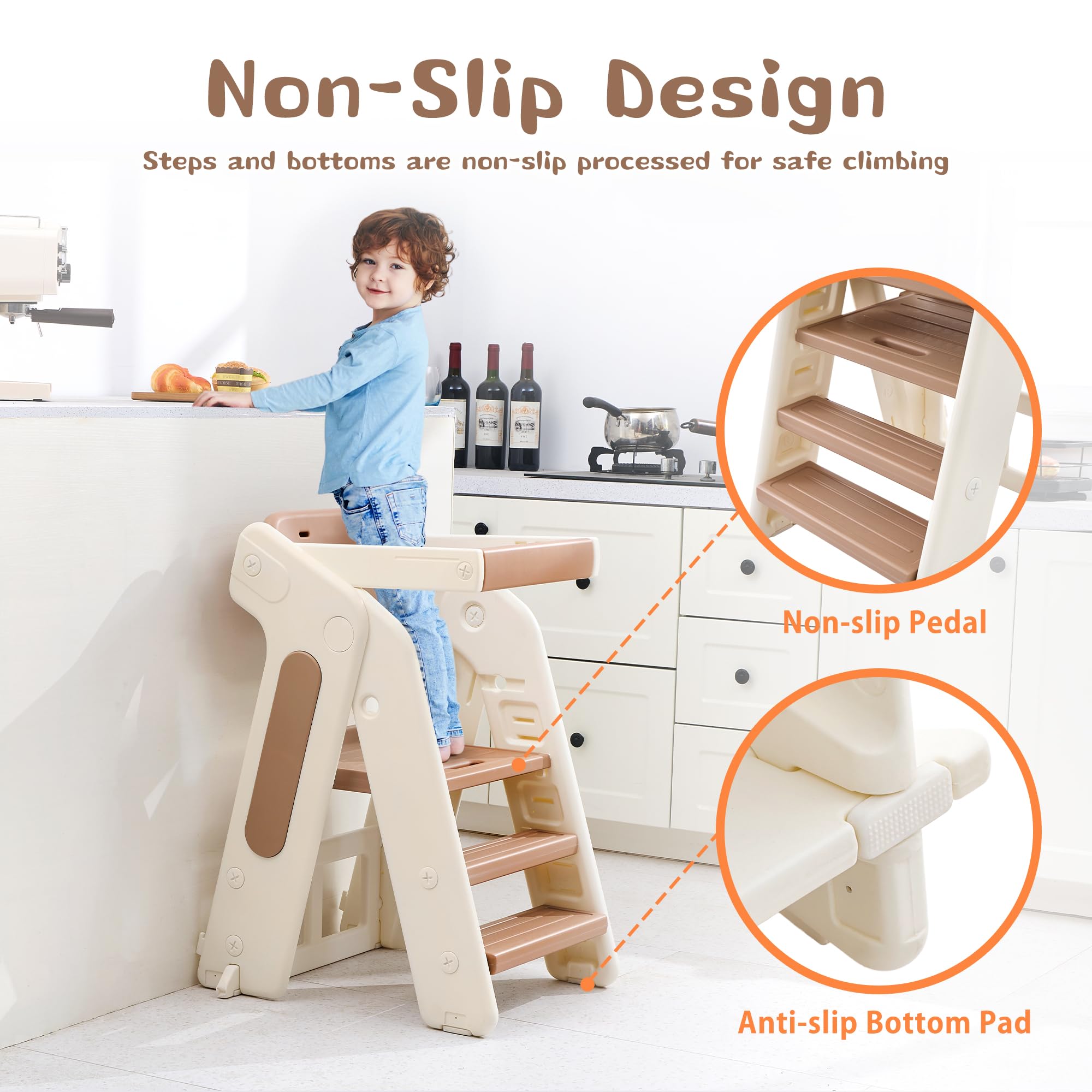 JooKiddie adjustable-height tray positions the child for comfort