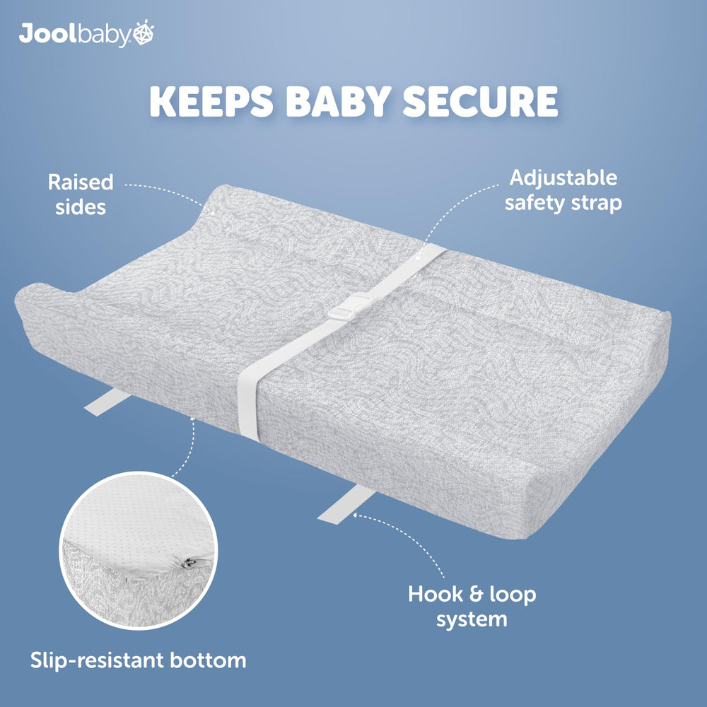 Jool Baby cover fits most standard changing pads for versatile use.