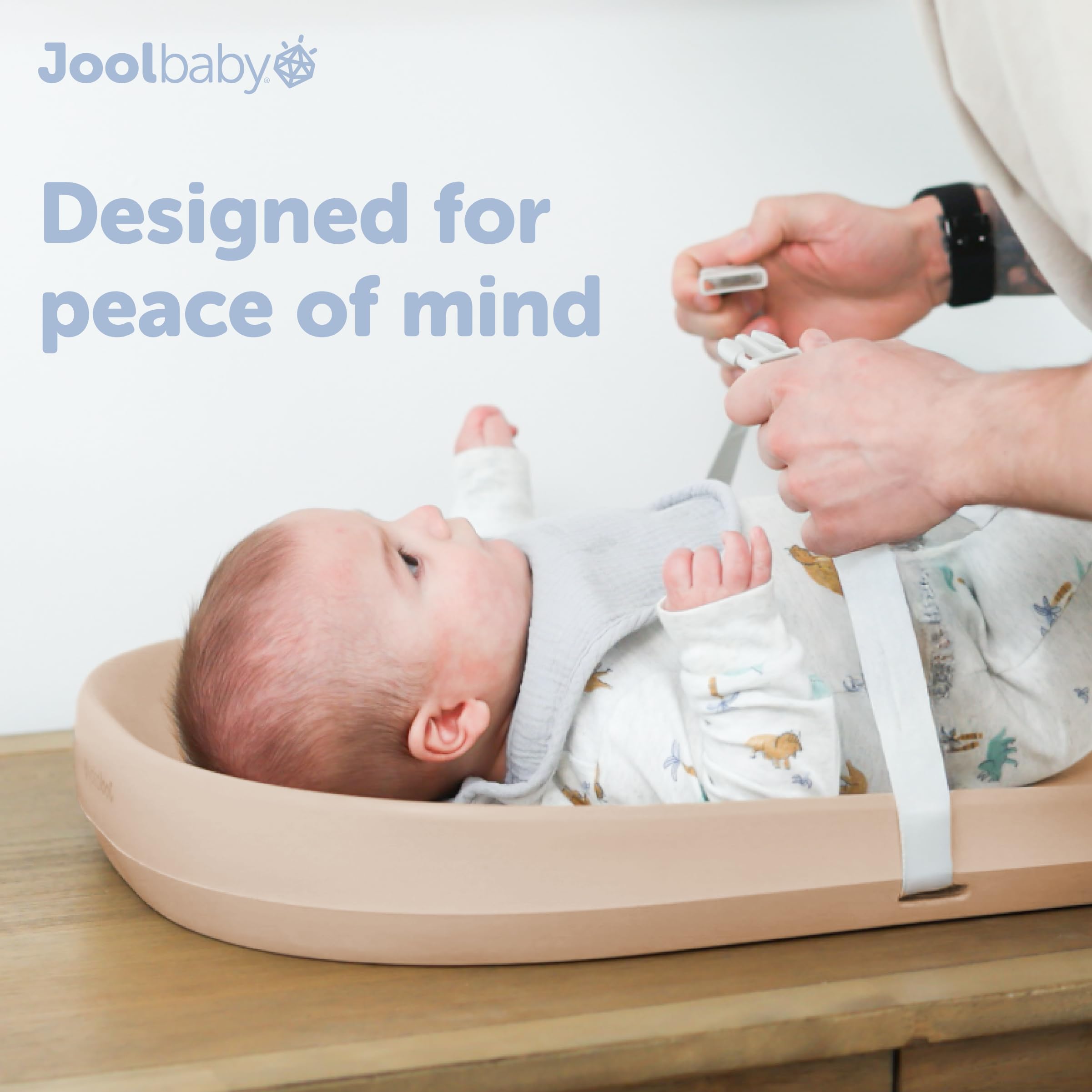 Jool Baby changing pad requires no covers, easy cleaning in seconds.