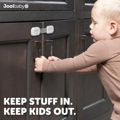 Jool Baby drawer lock secures storage without tools for daily safety.