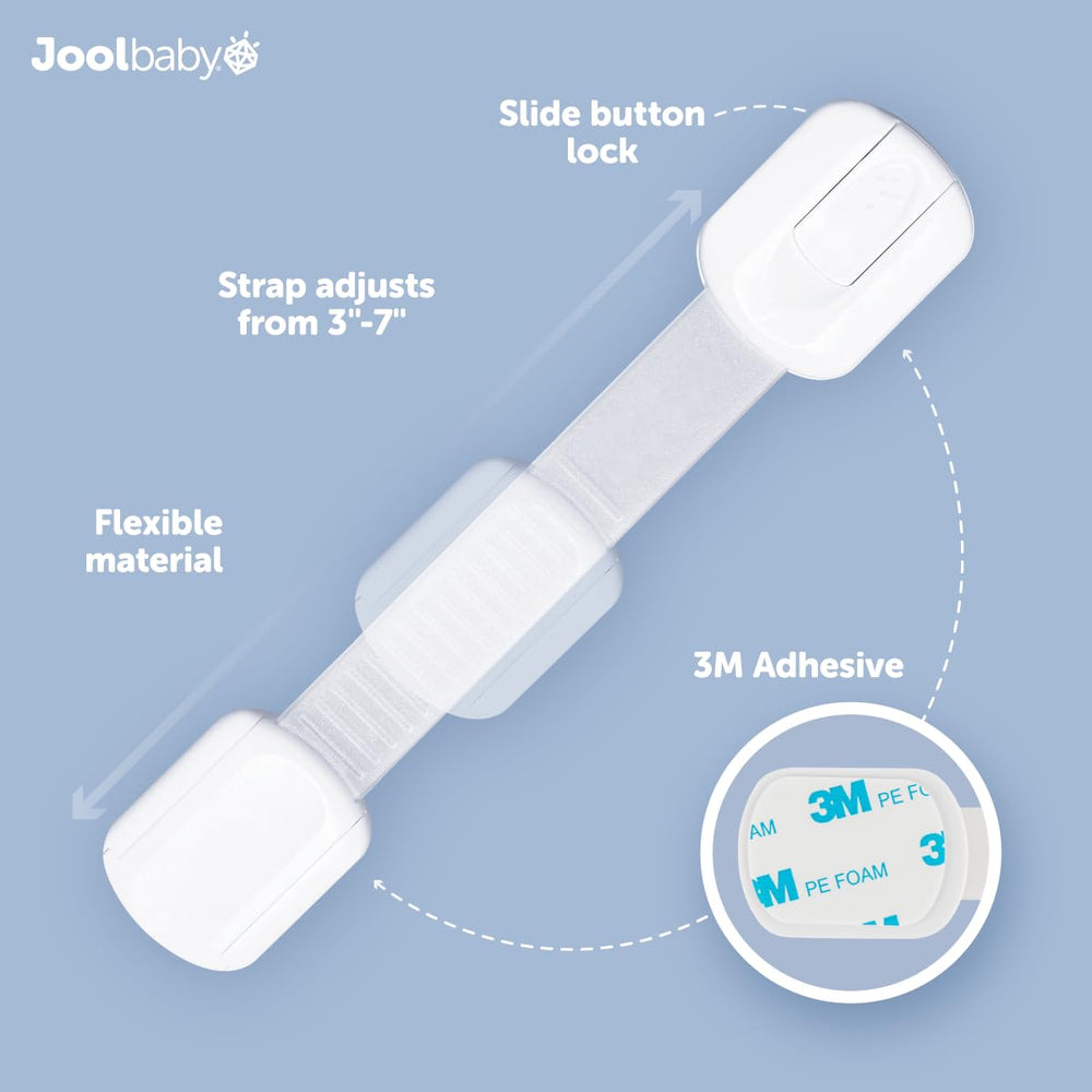 Jool Baby fridge lock helps keep contents out of reach for safer kitchens.