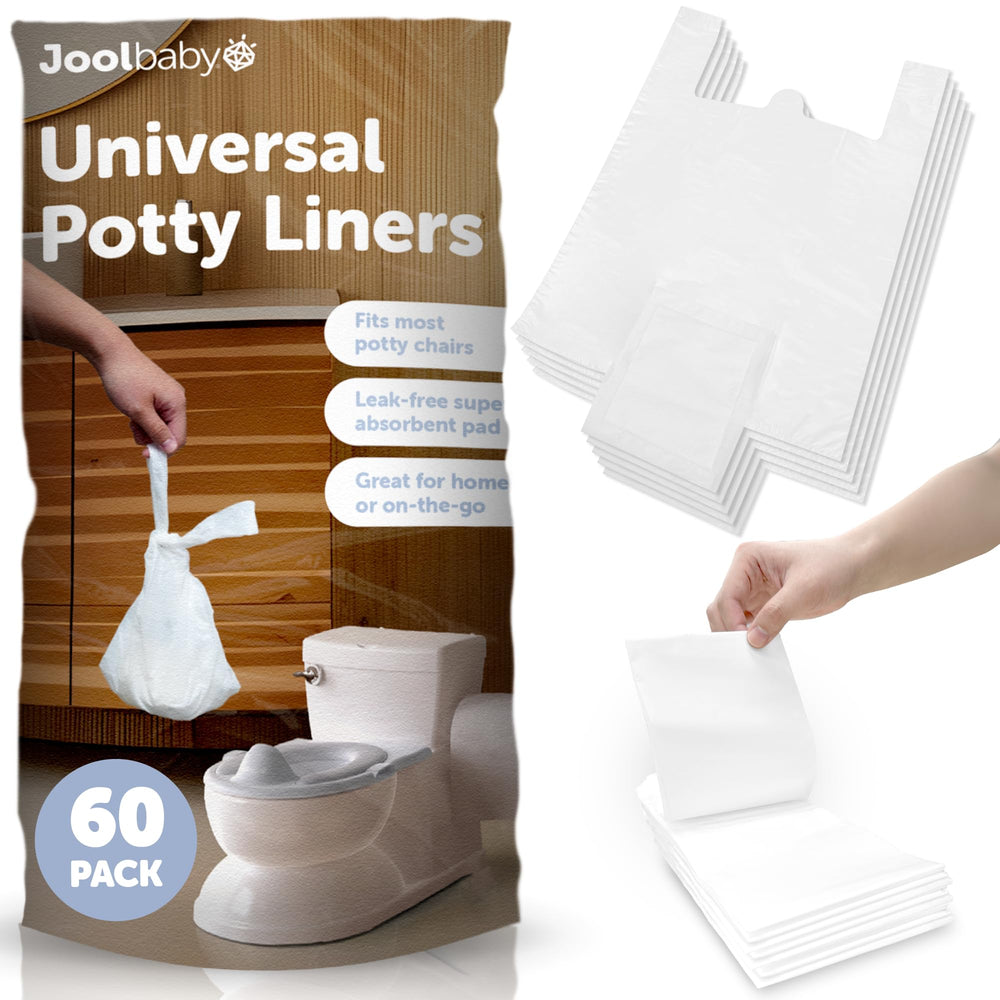 Jool Baby disposable potty liners universal-fit 60-count for clean, mess-free potty sessions.
