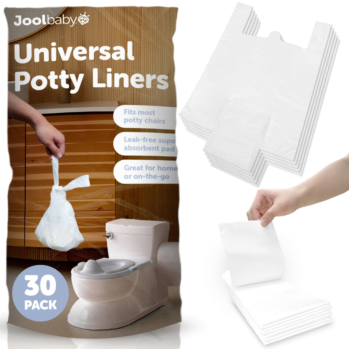 Jool Baby disposable potty liners with universal fit for most chairs.