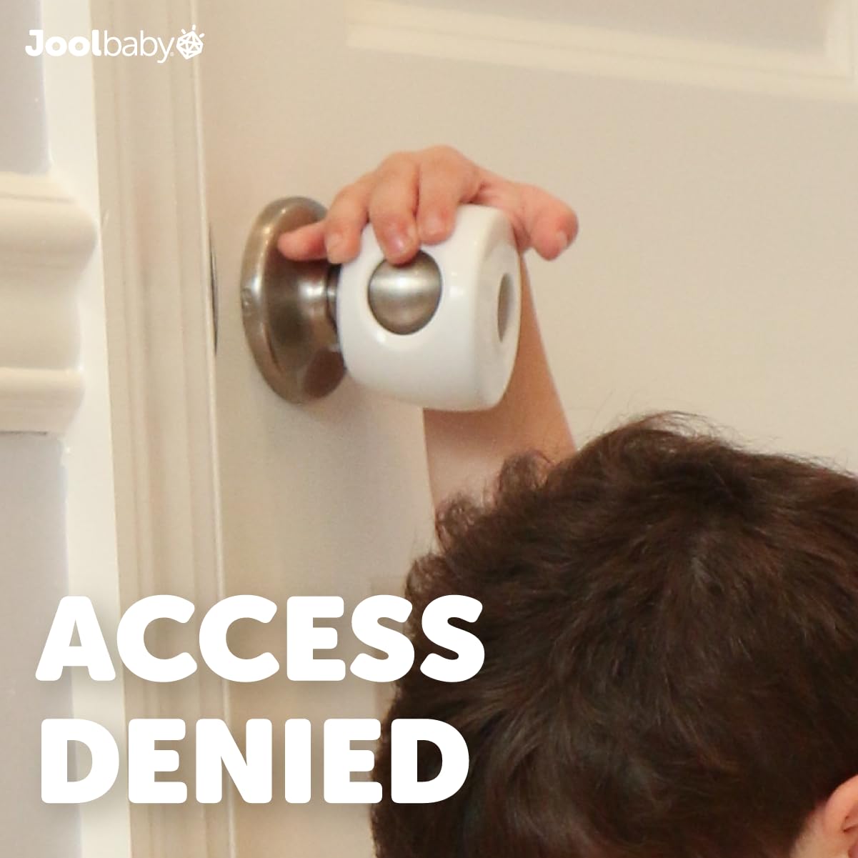 Jool Baby door knob covers 4-pack delivers consistent safety across multiple doors in the home.