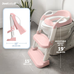Foldable pink potty ladder by Jool Baby for compact storage.