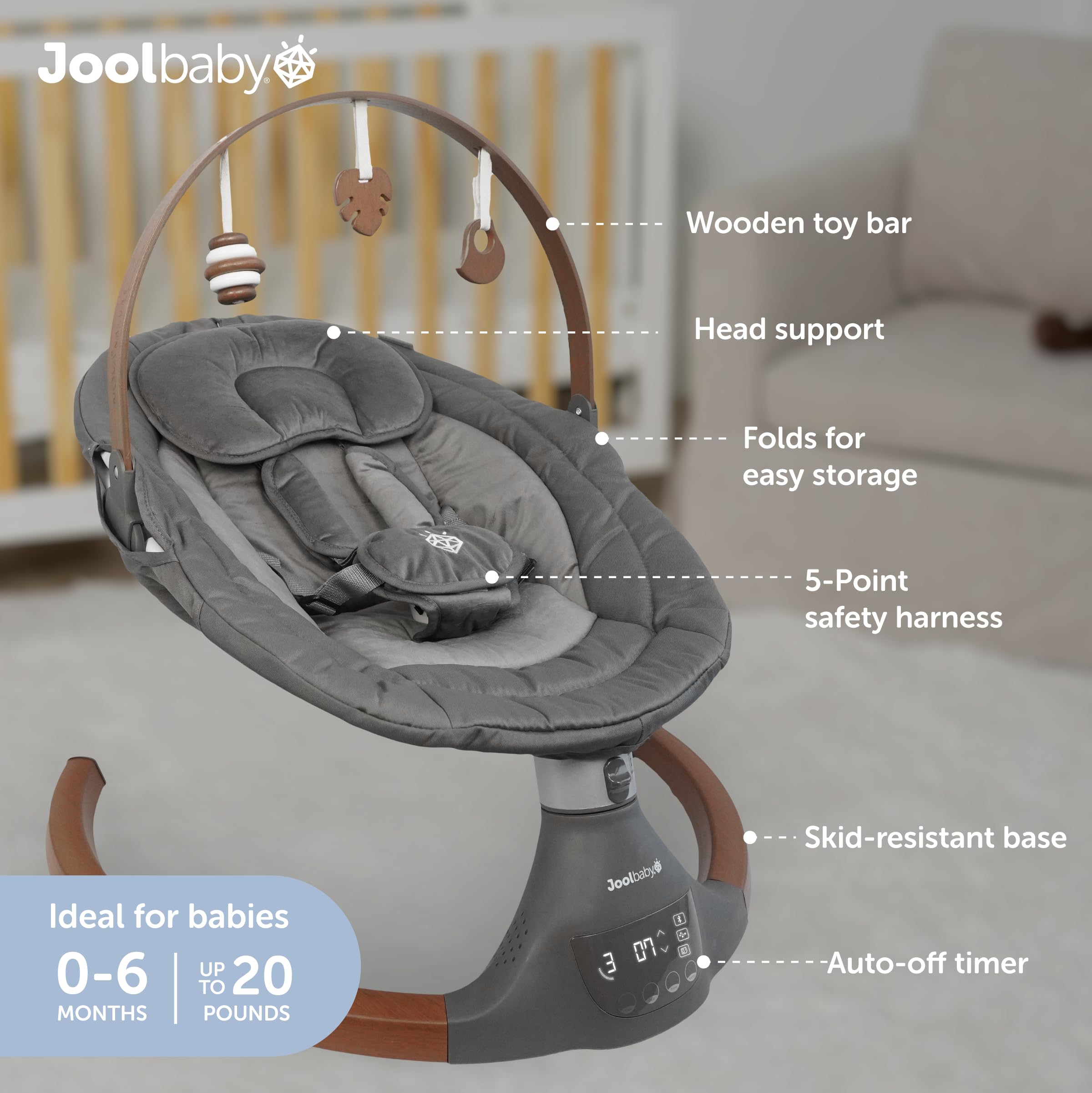 Jool Baby Nova Nature swing with Bluetooth speaker for music