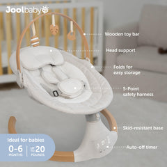 Jool Baby Nova Nature's built-in Bluetooth speaker for gentle melodies.