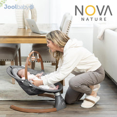 Nova Nature swing with walnut toy bar for tactile play