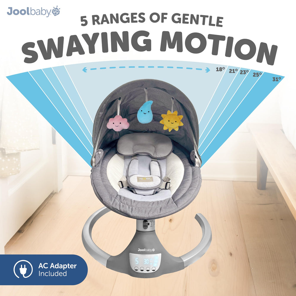 Jool Baby Nova Swing quick, tool-free assembly for busy parents.
