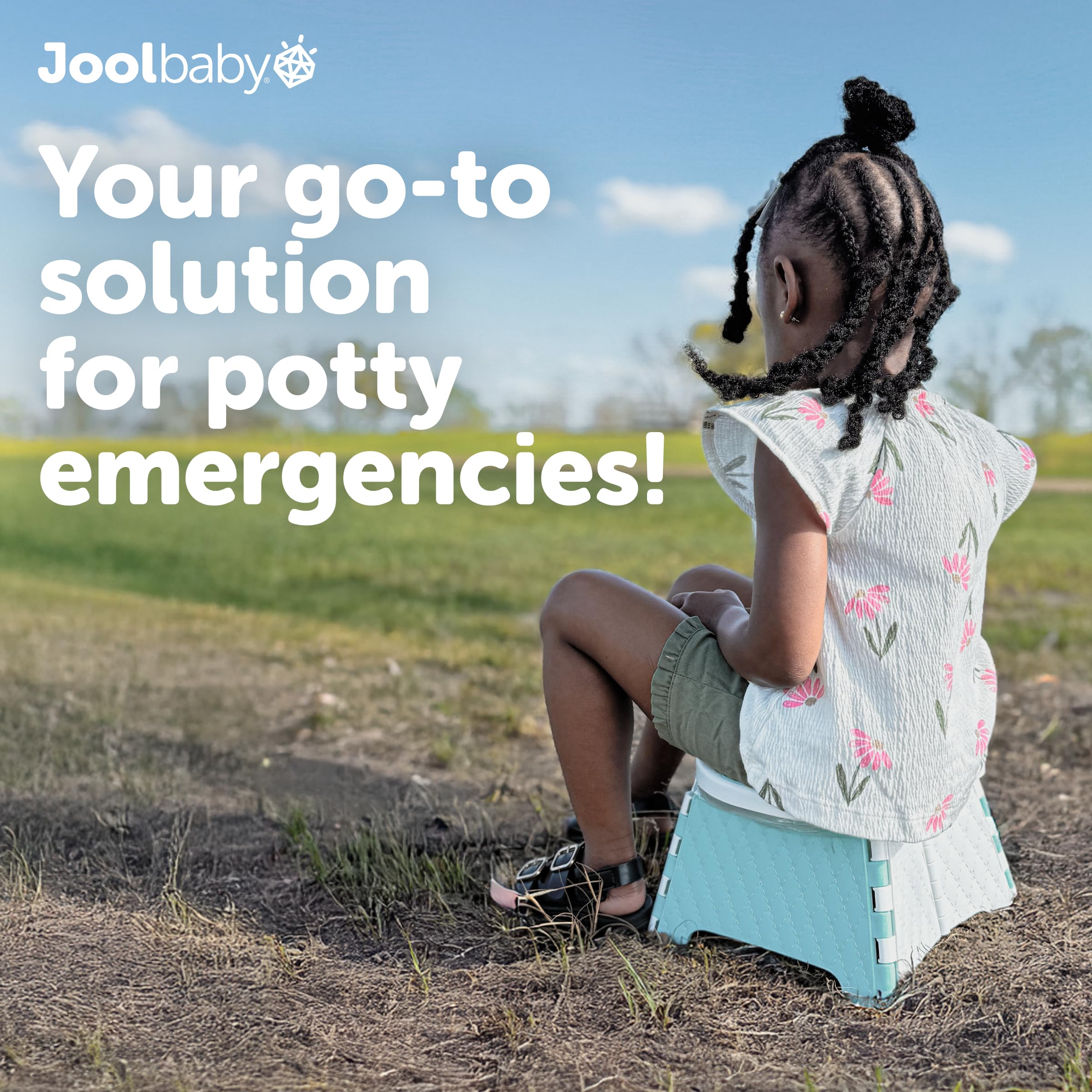 Jool Baby portable potty open for quick indoor or outdoor use.