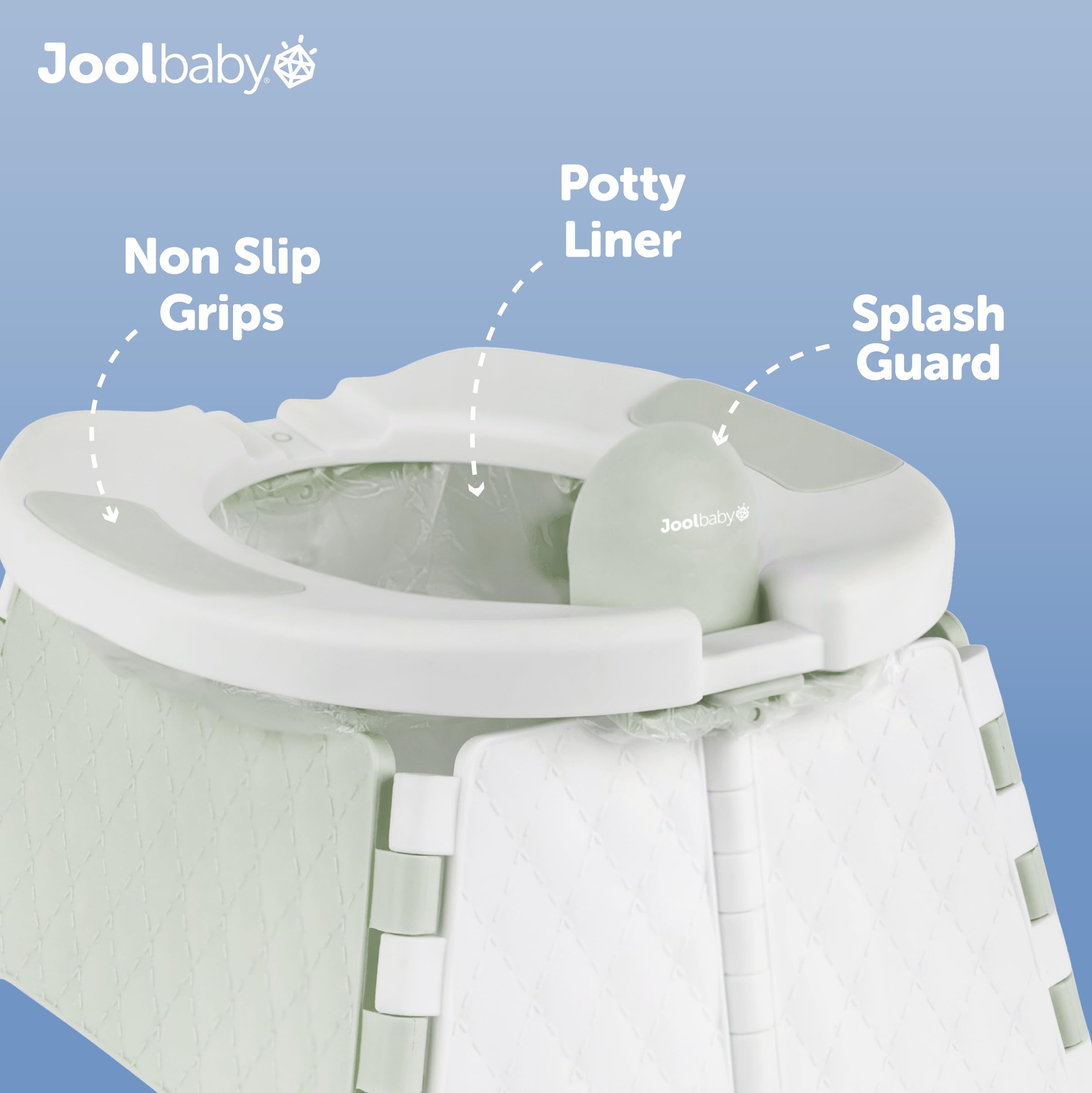 Jool Baby potty carry bag open showing organized storage and portability