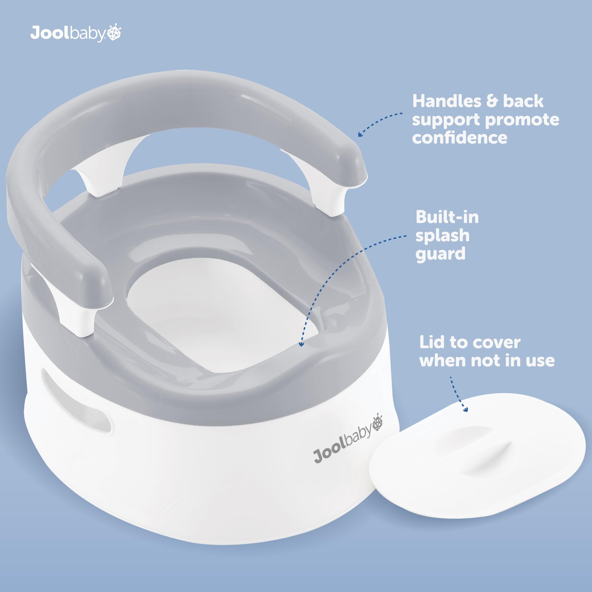 Jool Baby potty chair armrests assist with a stable seating position